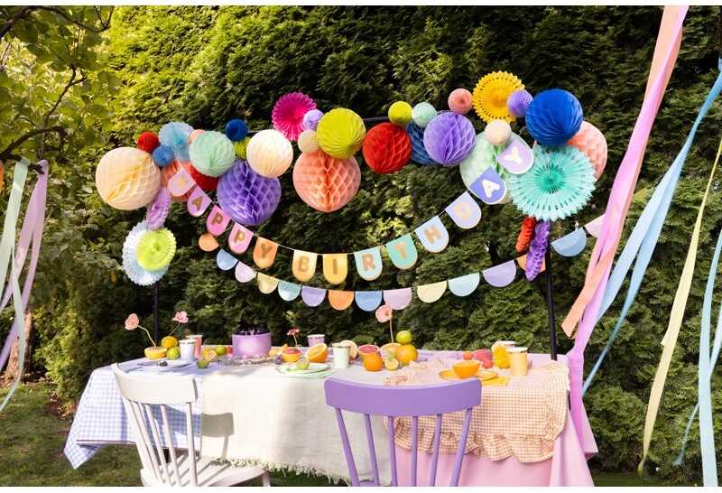 PartyDeco Girlianda marga Happy Birthday, 163x12 cm