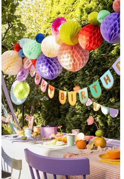 PartyDeco Girlianda marga Happy Birthday, 163x12 cm