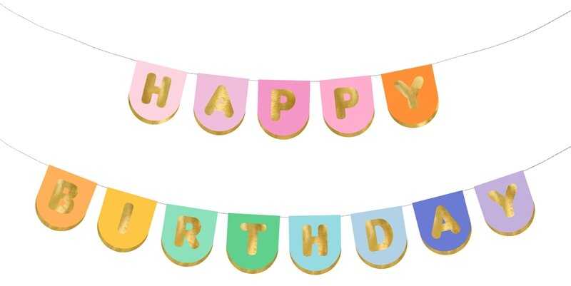 PartyDeco Girlianda marga Happy Birthday, 163x12 cm