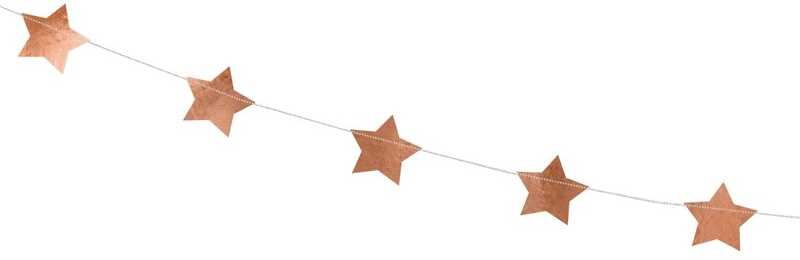 PartyDeco Girlianda Rožinio aukso žvaigždės 3,6m