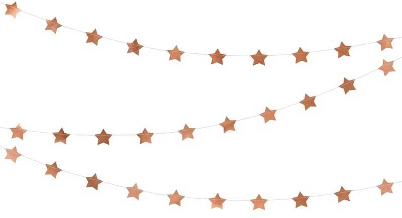 PartyDeco Girlianda Rožinio aukso žvaigždės 3,6m