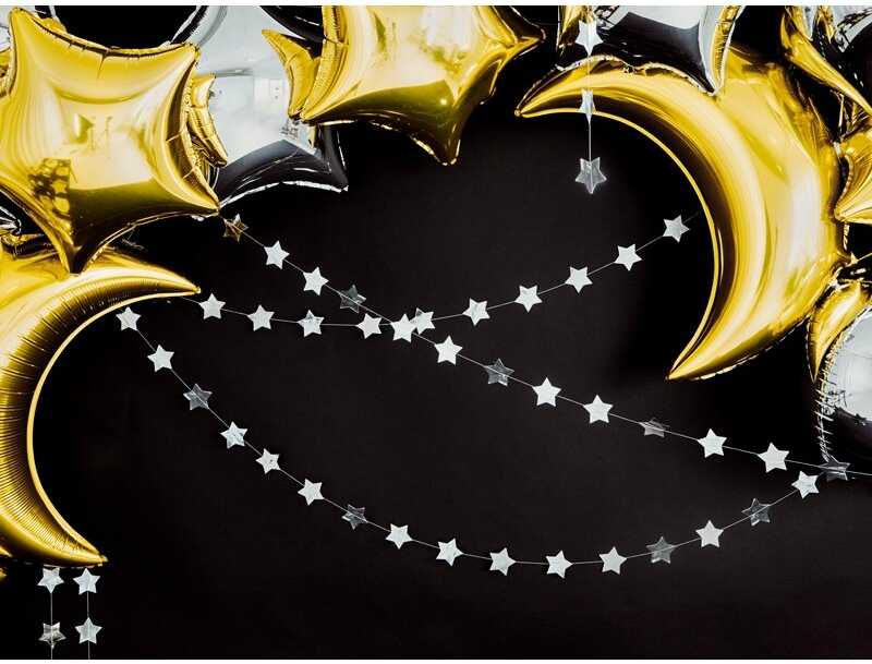 Party Deco PartyDeco Girlianda Sidabrinės žvaigždės 3,6m