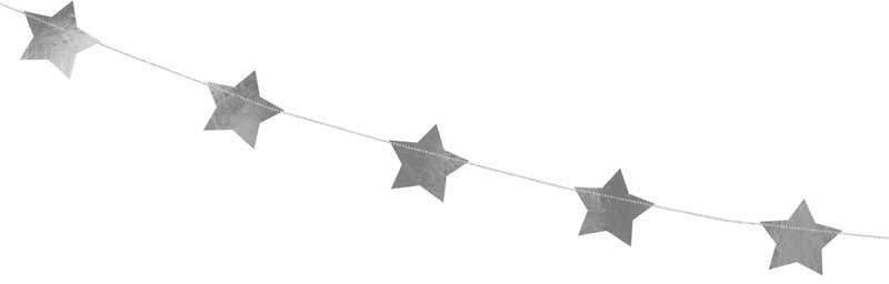 Party Deco PartyDeco Girlianda Sidabrinės žvaigždės 3,6m
