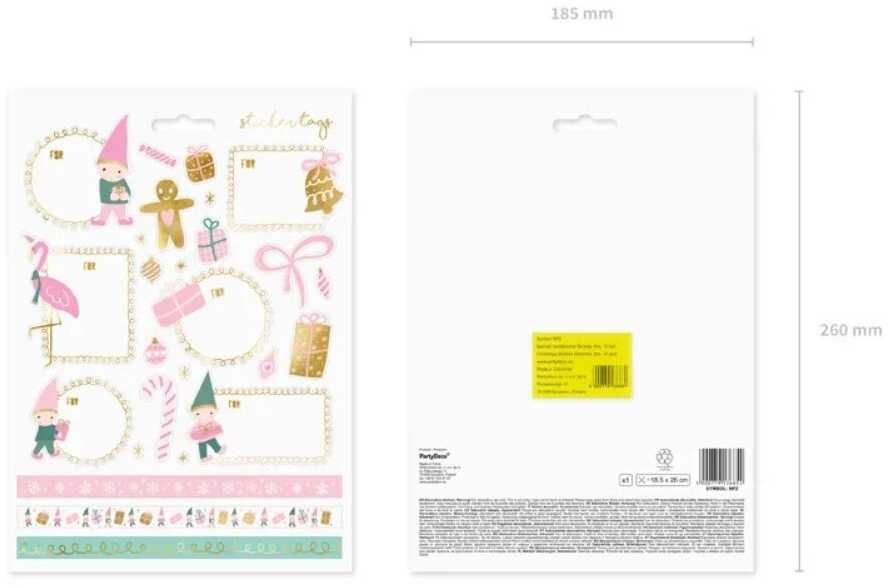 PartyDeco Kalėdiniai lipdukai Nykštukai