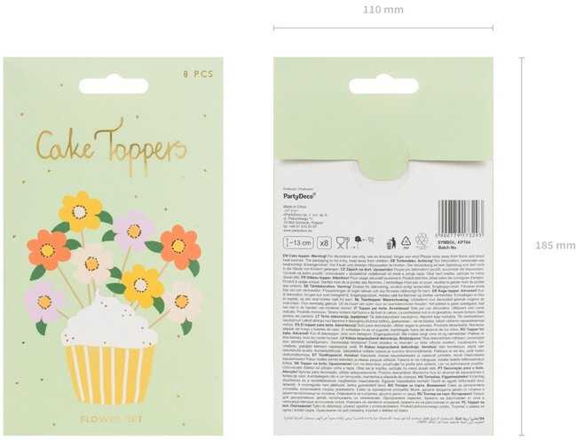 Party Deco PartyDeco Keksiukų ar torto papuošimai Gėlės, 13 cm