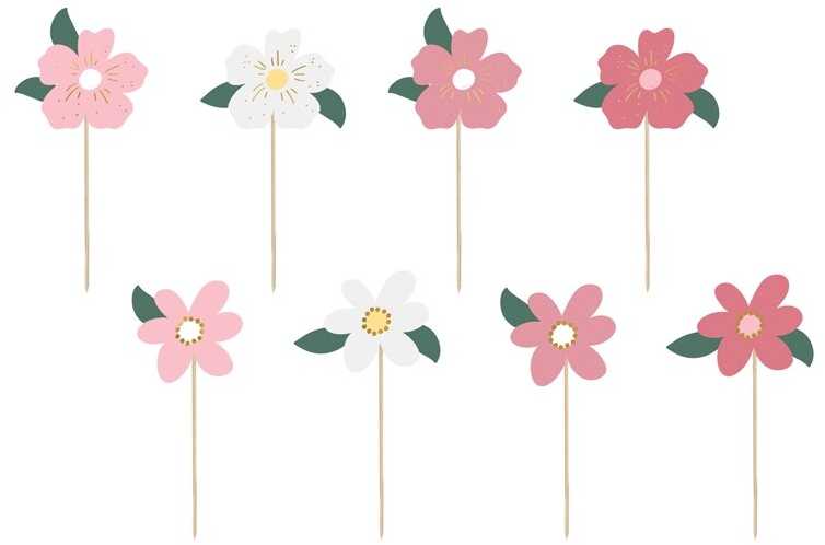PartyDeco Keksiukų papuošimai Gėlės, 13-14,5cm