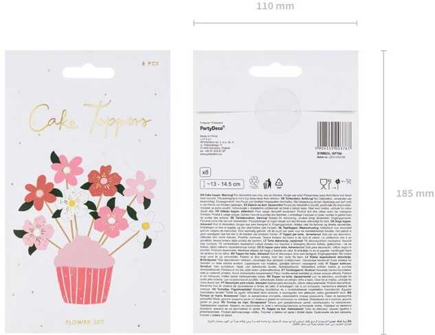 PartyDeco Keksiukų papuošimai Gėlės, 13-14,5cm