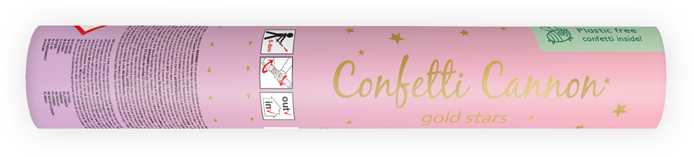 PartyDeco Konfeti patranka Auksinės žvaigždės 20cm