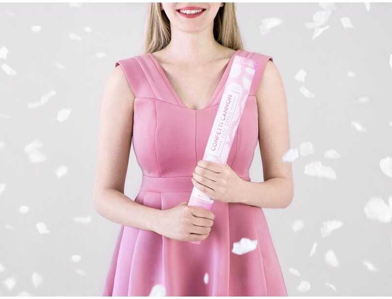 Party Deco PartyDeco Konfeti patranka „Rožės žiedlapiai“ 40cm - balta