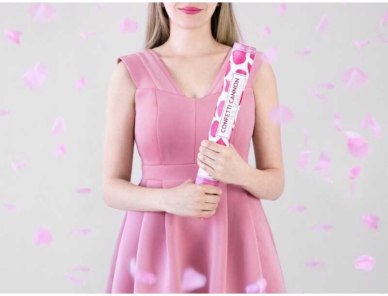 Party Deco PartyDeco Konfeti patranka „Rožės žiedlapiai“ 40cm - rožiniai