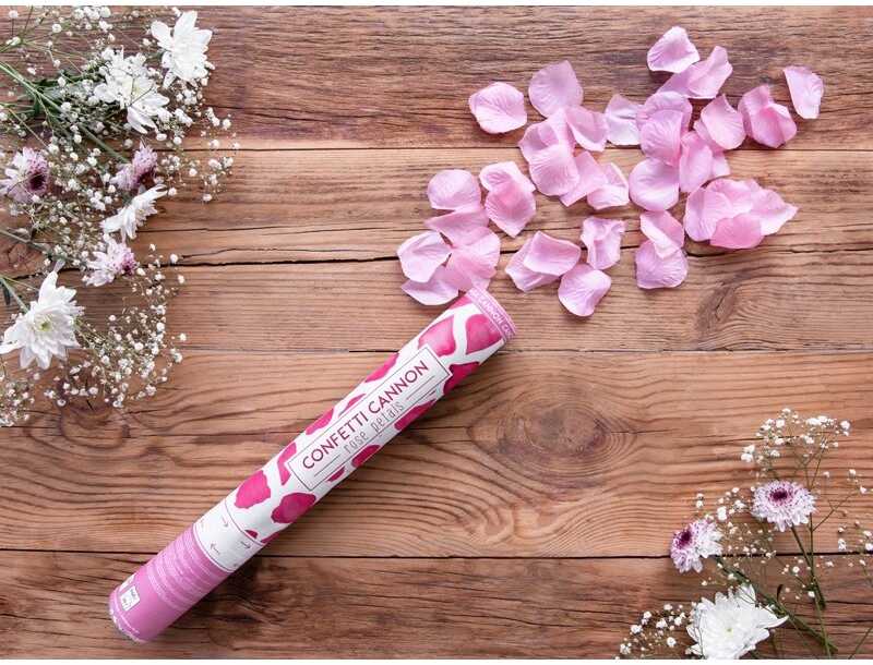 Party Deco PartyDeco Konfeti patranka „Rožės žiedlapiai“ 40cm - rožiniai
