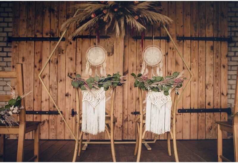 PartyDeco Macrame dekoracija, balta 30x49cm