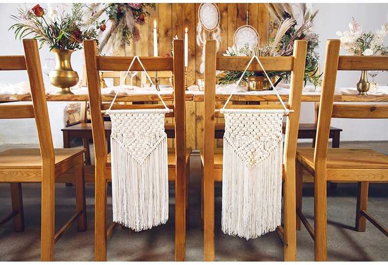 PartyDeco Macrame dekoracija, balta 30x49cm