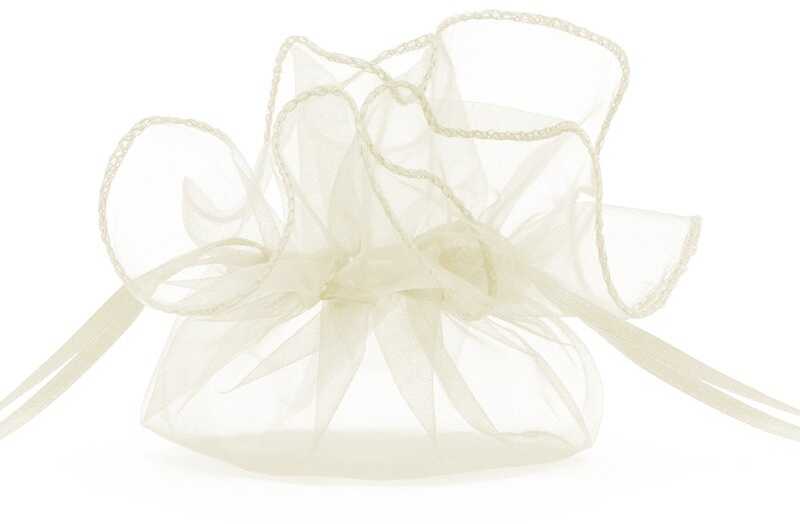 PartyDeco Organzos maišelis, 25cm 10 vnt, Spalva: Kreminė