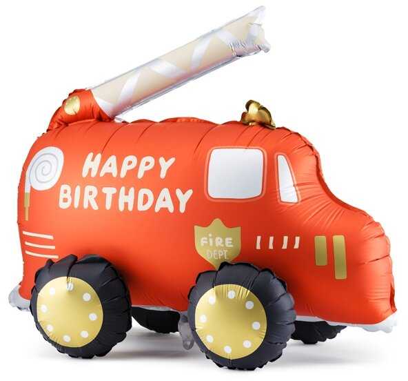 Gaisrinės automobilio formos Happy Birthday balionas