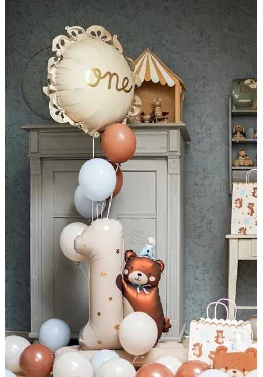 PartyDeco Pastatomas folinis balionas Vienetas su meškiuku 81 x 72 cm