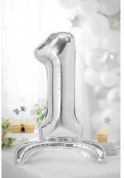 PartyDeco Pastatomas sidabrinis balionas Skaičius, 70cm, Skaičius: 1