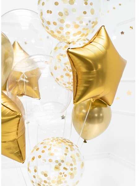PartyDeco Permatomas balionas su auksiniais taškeliais 40cm