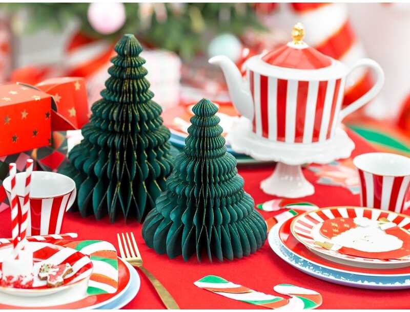 PartyDeco Popierinė dekoracija žalia Kalėdinė eglutė, 15cm
