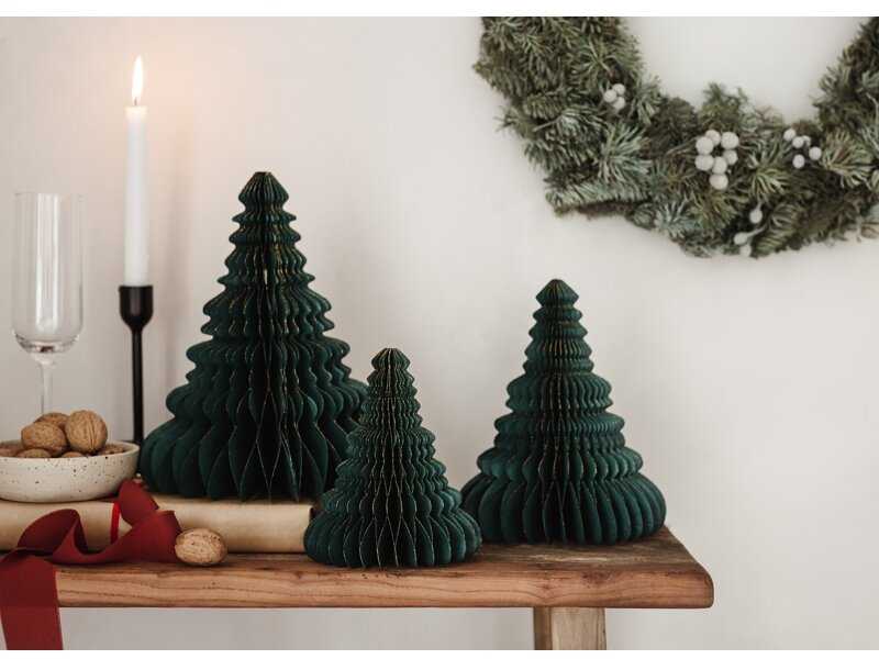 PartyDeco Popierinė dekoracija žalia Kalėdinė eglutė, 15cm
