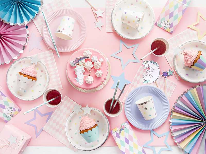 PartyDeco Popierinės dekoracijos-vėduoklės Vienaragis, 1 pak/3 vnt