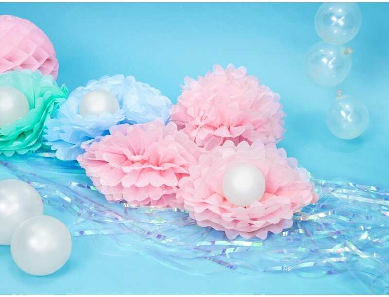 PartyDeco Popierinis Pom-Poms, 25cm, Spalva: Balta