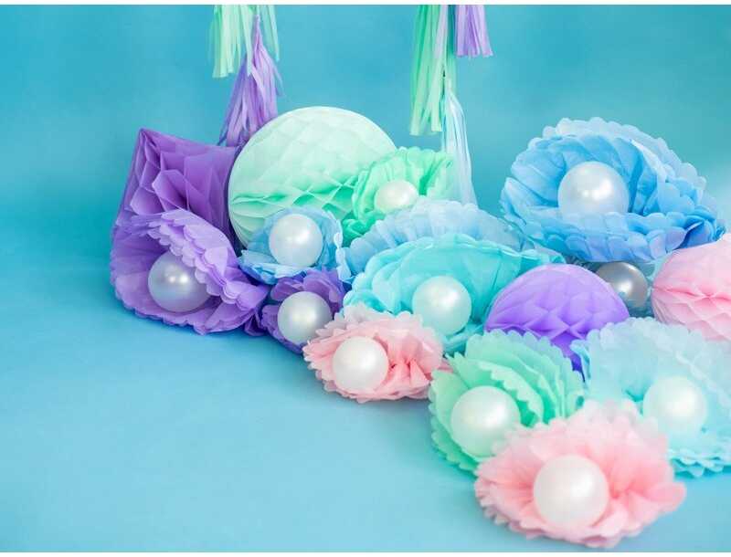 PartyDeco Popierinis Pom-Poms, 25cm, Spalva: Balta