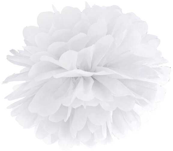 PartyDeco Popierinis Pom-Poms, 25cm, Spalva: Balta