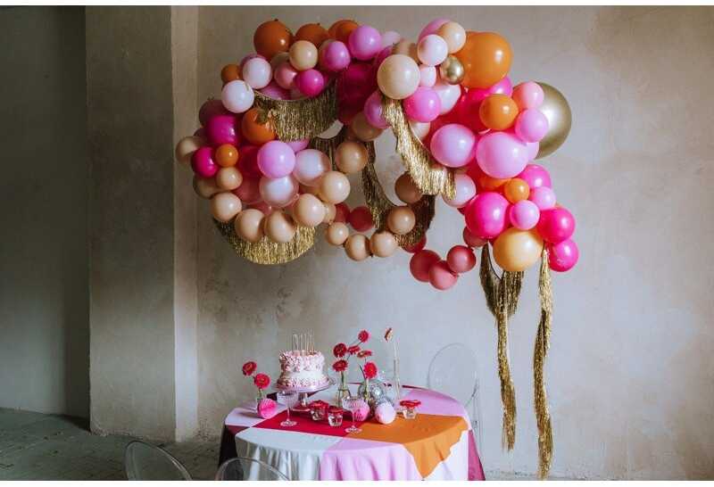 PartyDeco Rišami balionai 33cm, rausvi