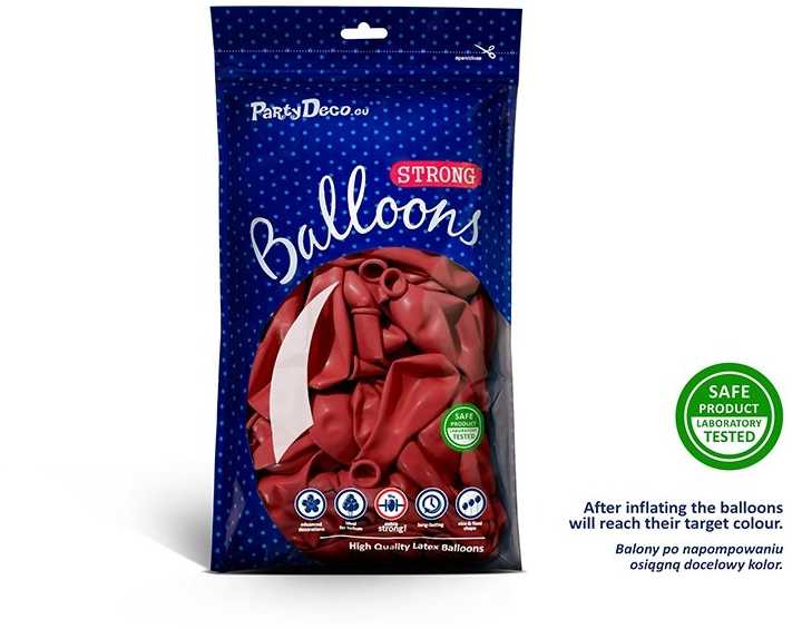 PartyDeco Stiprūs balionai Aguonos raudonumo 30 cm, 50vnt
