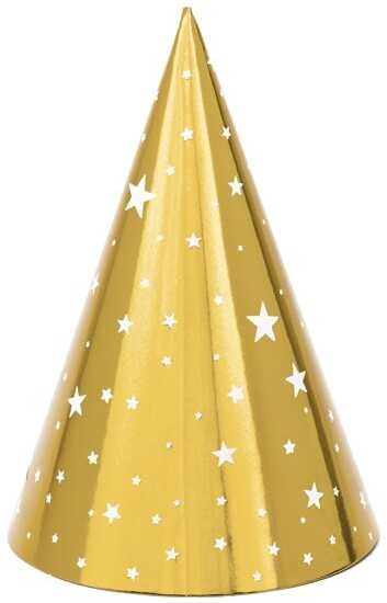 Party Deco PartyDeco Šventinės kepurėlės "Auksinės" 6vnt