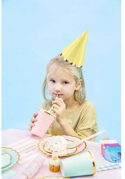 PartyDeco Šventinės kepurėlės "Pastelė" 6vnt