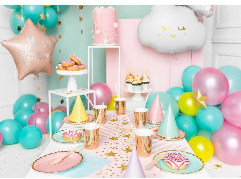 PartyDeco Šventinės kepurėlės "Pastelė" 6vnt