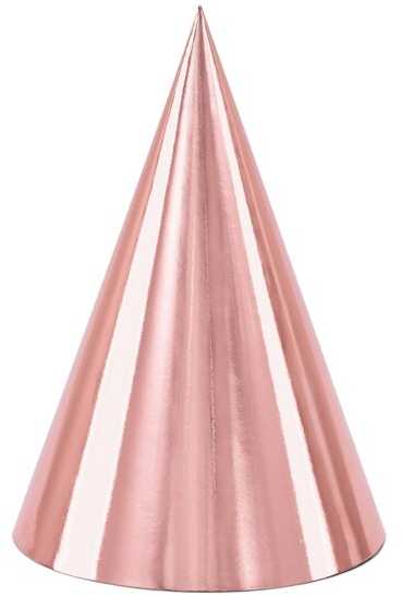 Party Deco PartyDeco Šventinės kepurėlės Rožinio aukso 6vnt