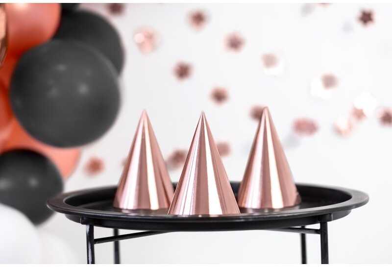 Party Deco PartyDeco Šventinės kepurėlės Rožinio aukso 6vnt