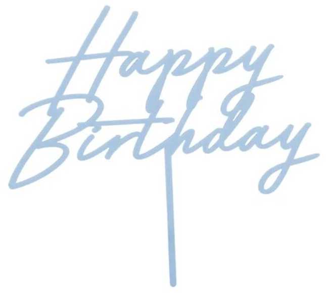 Dėlionė PartyDeco Torto papuošimas Happy Birthday, melsvas