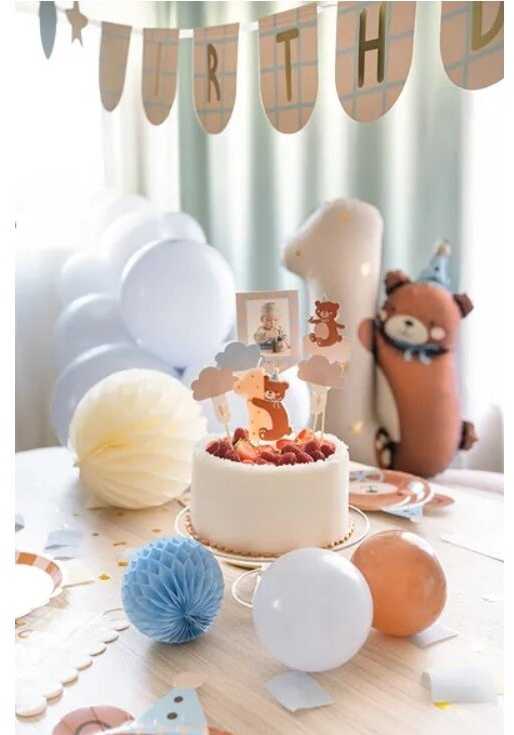 PartyDeco Torto žvakutė Meškutis vienetas 7 cm