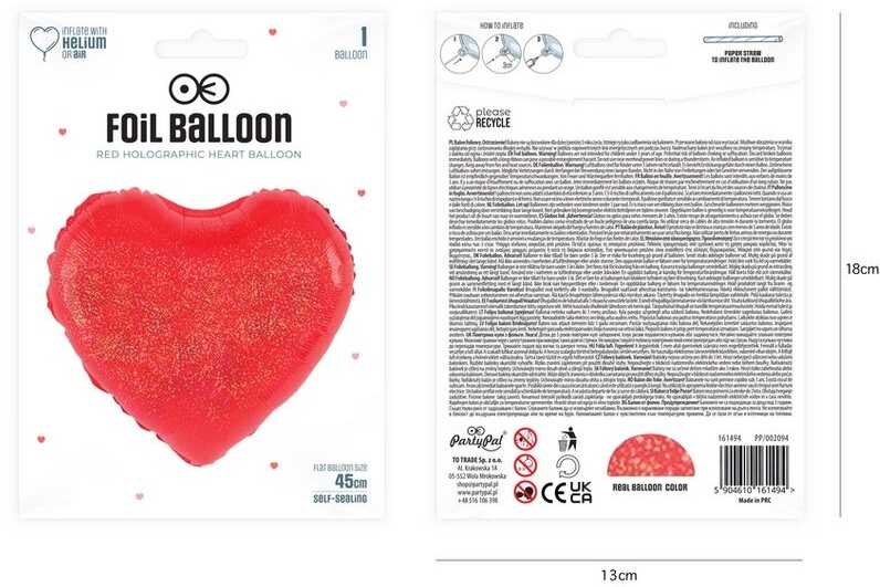 Folinis balionas Blizganti širdis 45cm