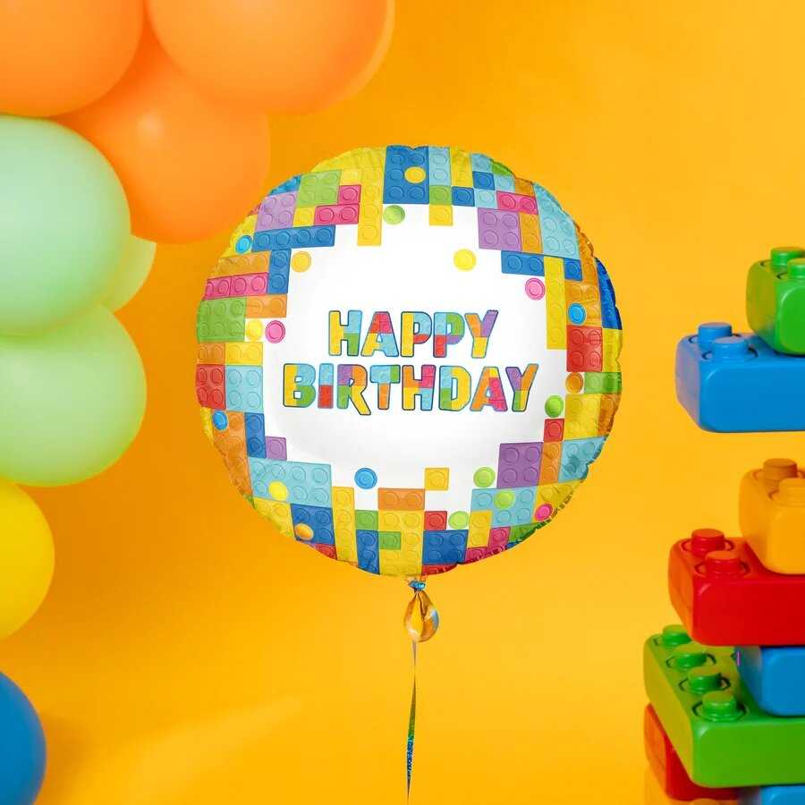Folinis balionas Happy birthday Konstruktorius 45 cm