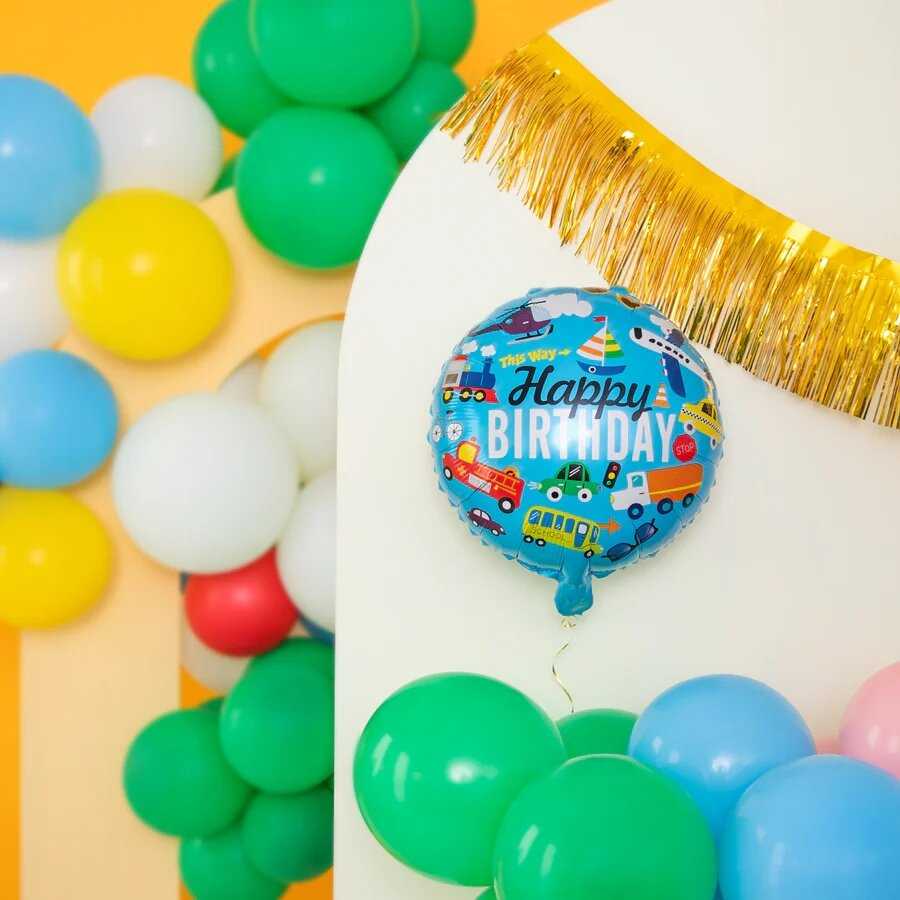 Folinis balionas Happy birthday Transportas 45 cm