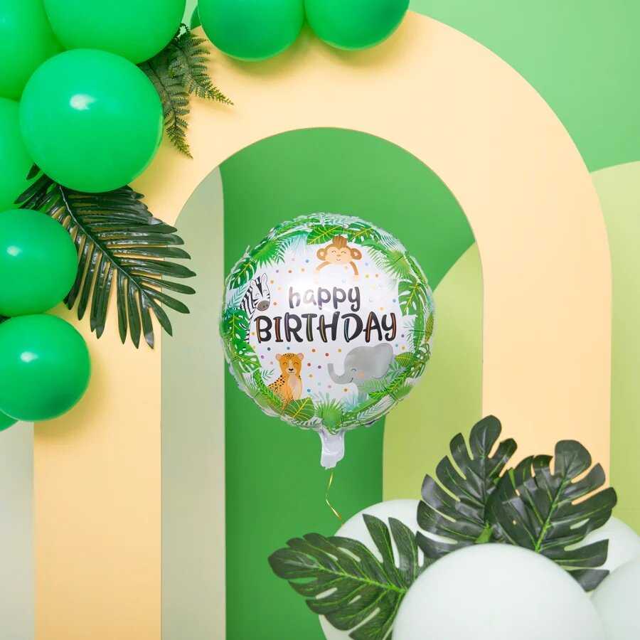 Folinis balionas Happy birthday Džiunglės 45 cm