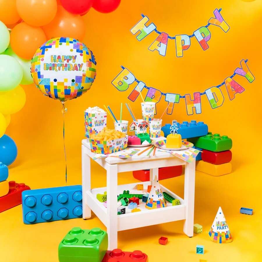 Folinis balionas Happy birthday Konstruktorius 45 cm