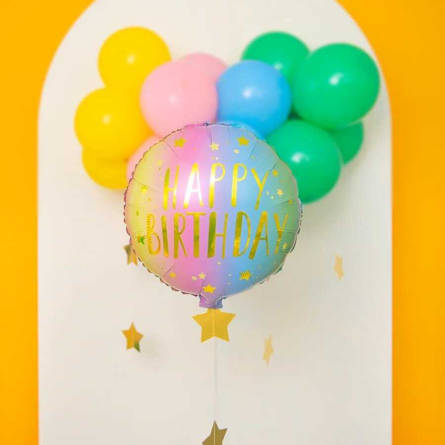 Folinis balionas Happy birthday dvispalvis 45 cm