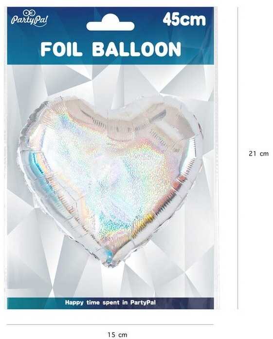 Folinis balionas Holografinė širdis 45cm
