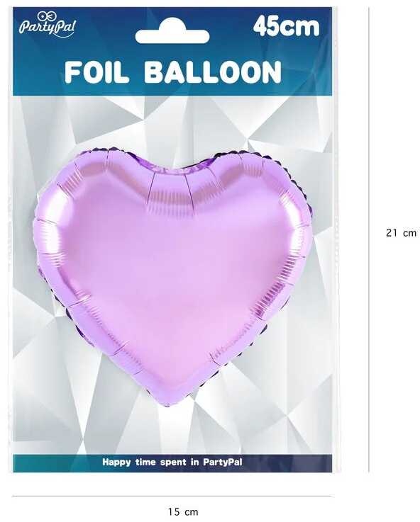 Folinis balionas Šviesiai Violetinė širdis 45cm