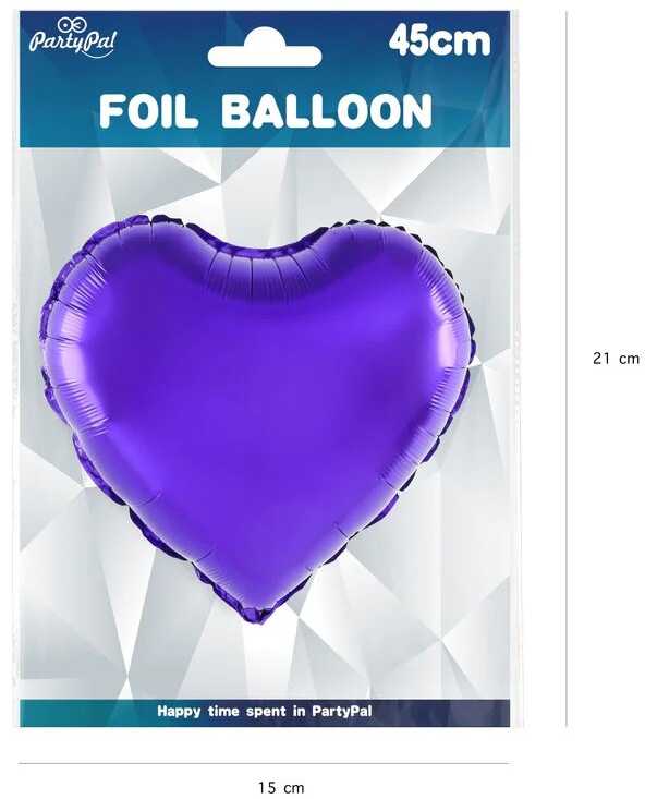 Folinis balionas Violetinė širdis 45cm