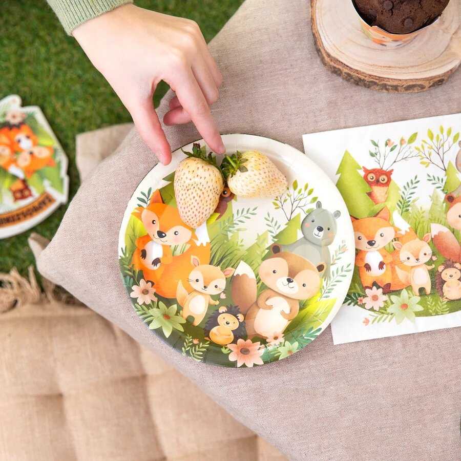 Popierinės lėkštės Miško draugai 6vnt