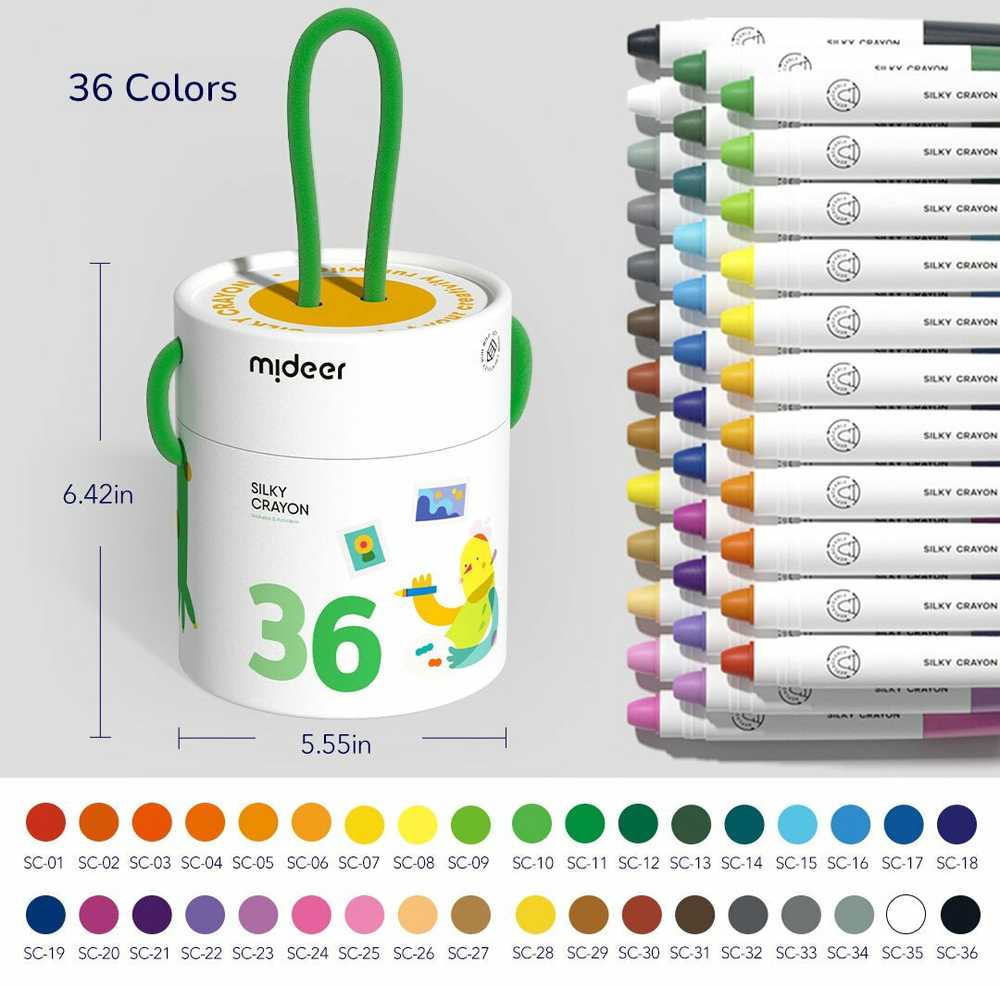 Šilkinės kreidelės mideer 36 spalvos