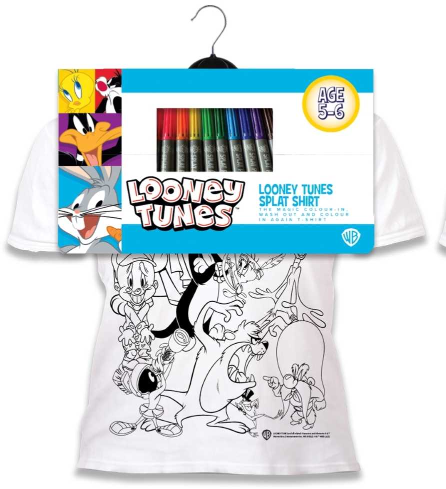 Splat Planet marškinėliai su flomasteriais, Looney Tunes, Dydis: 7 - 8 metai