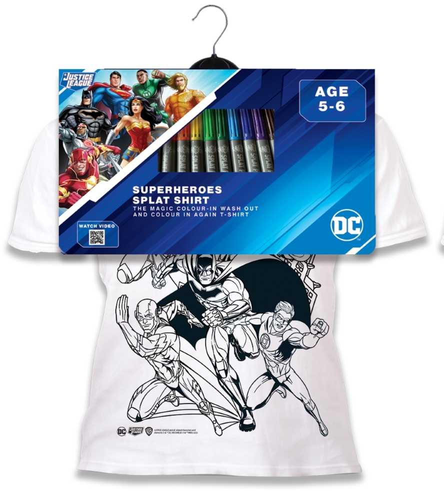 Splat Planet marškinėliai su flomasteriais Justice League, Dydis: 9 - 11 metai